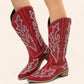 Red cowboy boots - Vintage style with embroidery - N°80