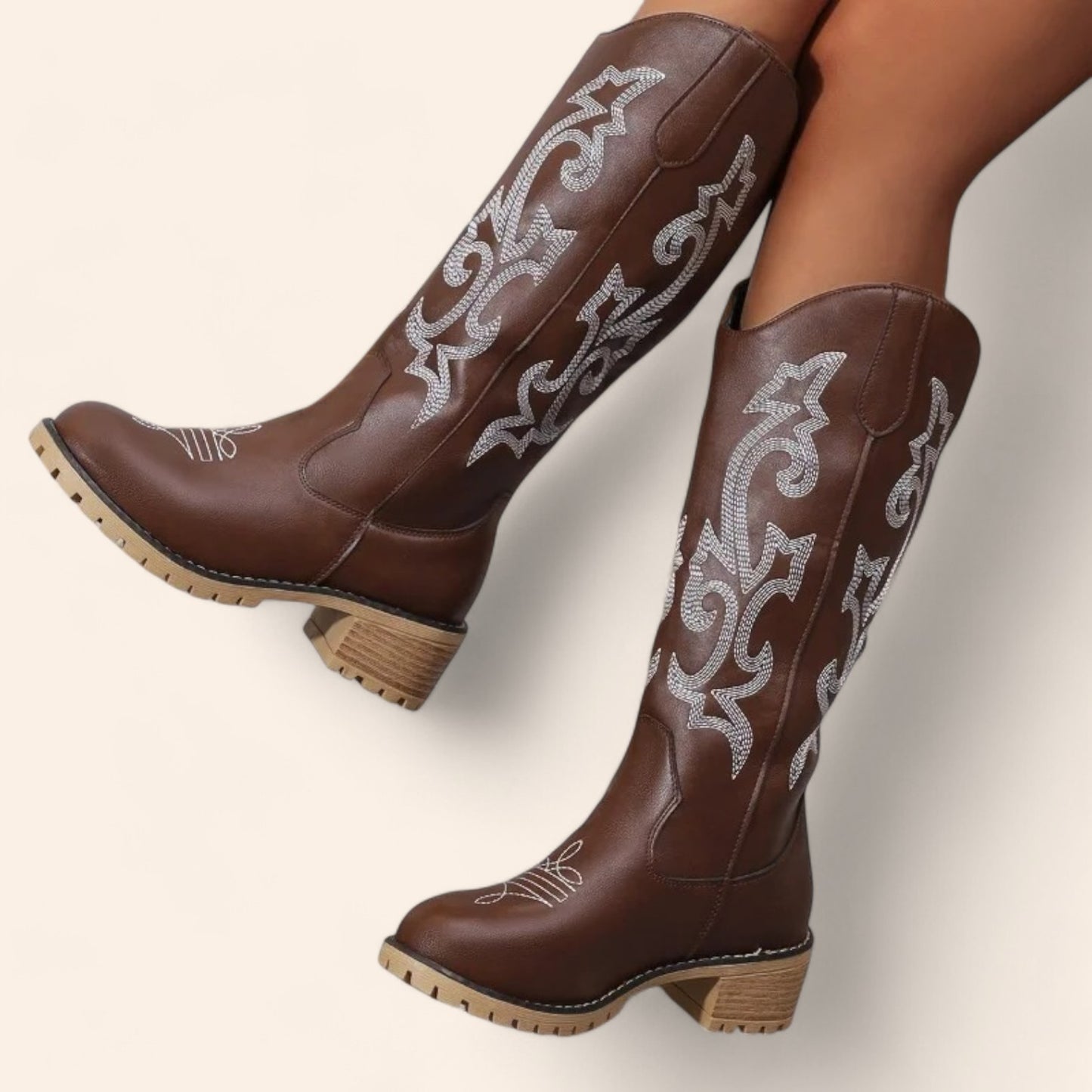 Brown cowboy boots with thick soles - N°123