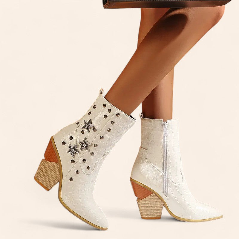 White studded cowboy boots - N°10