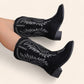 Black suede cowboy boots with square heels - N°113