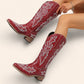 Red cowboy boots - Vintage style with embroidery - N°80