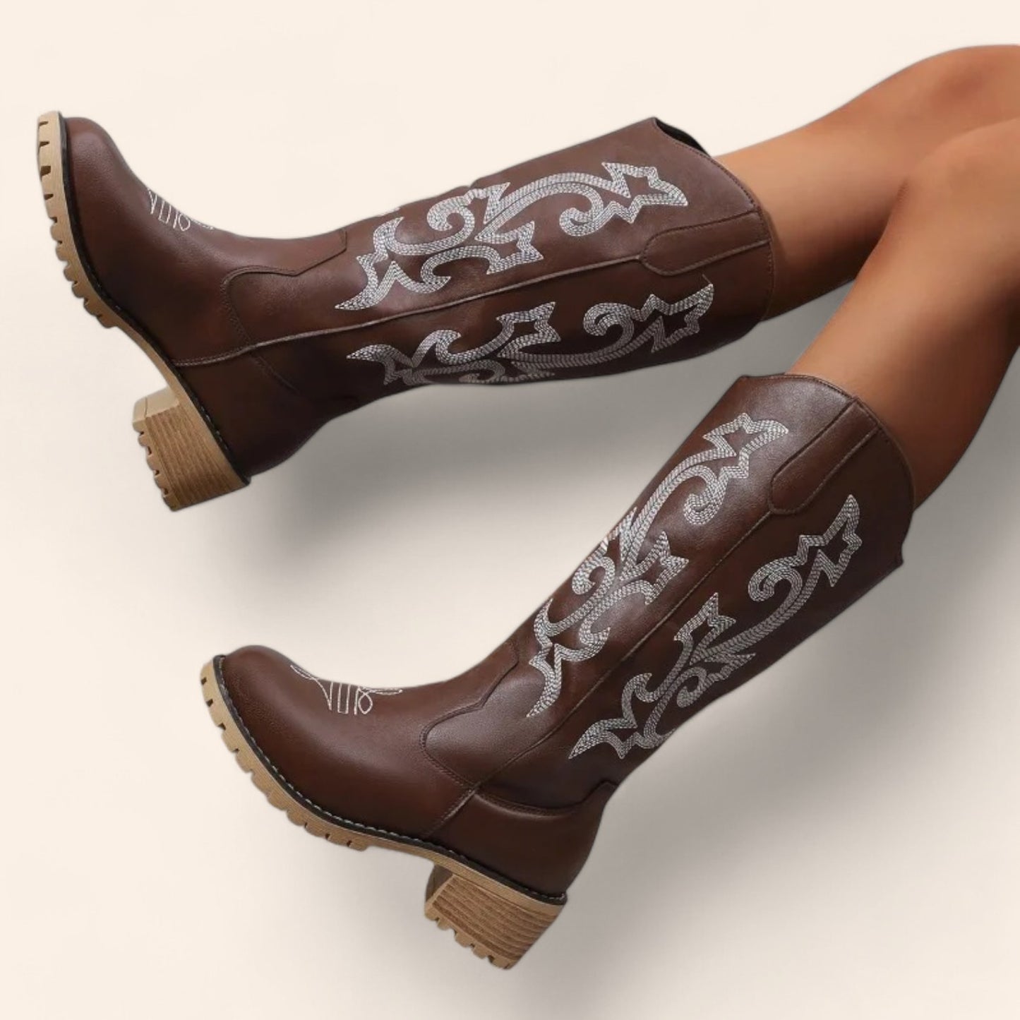 Brown cowboy boots with thick soles - N°123