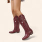 Red cowboy boots with star embroidery - N°125