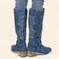 Wide blue cowboy boots with a buckle - N°143