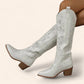 White cowboy boots with floral embroidery - N°15