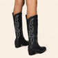 Black cowboy boots with side embroidery - N°104