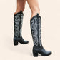 Black cowboy boots with bold embroidery - N°103