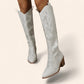 White cowboy boots with floral embroidery - N°15