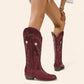 Red cowboy boots with star embroidery - N°125