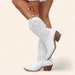 White cowboy boots with perforated design - N°8