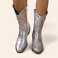 Silver cowboy boots with embossed embroidery - N°34