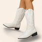 White cowboy boots with dark heel - N°3