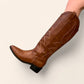 Brown cowboy ankle boots with subtle embroidery - N°61