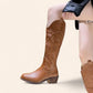 Brown cowboy boots with embossed embroidery - N°65