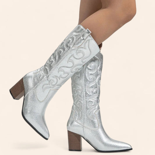 Shiny silver cowboy boots - N°35