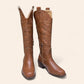 Brown cowboy boots with embossed embroidery - N°65