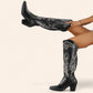 Black cowboy boots - Retro style, high and wide - N°33