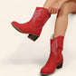 Red cowboy ankle boots with embroidery - N°81