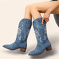 Blue cowboy boots with floral embroidery - N°146