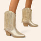 Gold cowboy boots with fringes - N°99