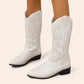 White cowboy boots with dark heel - N°3