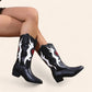 Black cowboy boots with white and red embroidery - N°26