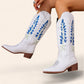 White cowboy boots with lavender embroidery - N°1