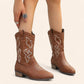 Brown cowboy boots with white side embroidery - N°106