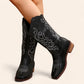 Black cowboy boots with dark brown heels - N°116