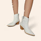 White cowboy ankle boots with pearls - N°13