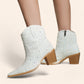 White cowboy ankle boots with pearls - N°13