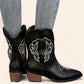 Black cowboy boots with embroidery - N°21