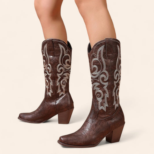 Dark brown cowboy boots - vintage style - N°149