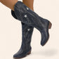 Blue cowboy boots with star embroidery - N°134