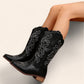 Black cowboy boots with dark brown heels - N°116