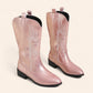 Shiny pink cowboy boots with black heels - N°72