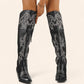 Black cowboy boots - Retro style, high and wide - N°33