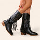 Black cowboy boots with fringes - N°30