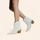 White cowboy ankle boots with pearls - N°13