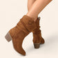 Brown cowboy-style ankle boots with a pleated heel - N°63