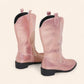 Shiny pink cowboy boots with black heels - N°72