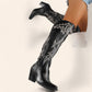 Black cowboy boots - Retro style, high and wide - N°33