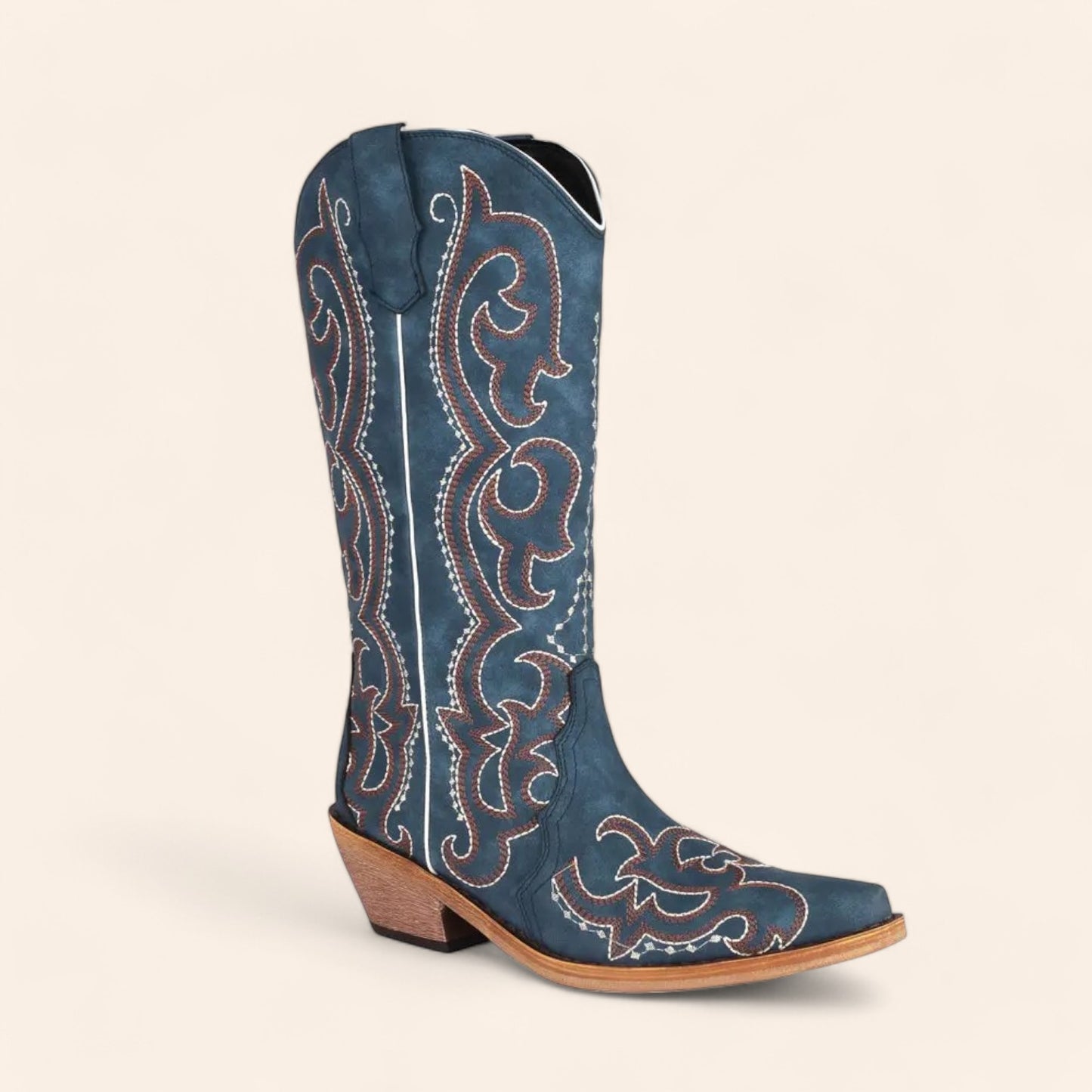 Blue cowboy boots - vintage style with embroidery - N°144