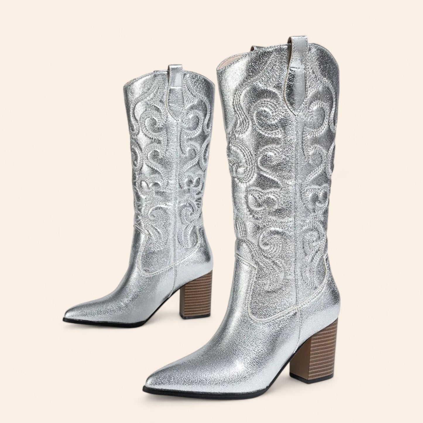 Shiny silver cowboy boots - N°35