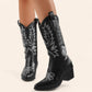 Black cowboy boots with embroidery and black soles - N°19