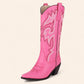 Pink cowboy boots with black and white embroidery - N°75